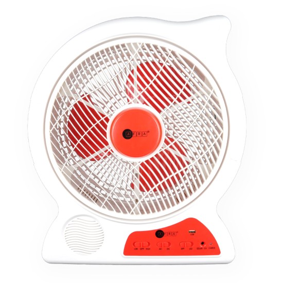 AFRA  Portable Compact Fan, 6V, 12’’, 4.5Ah, Rechargeable, Adjustable, Wide Angle Coverage, LED Night Light, USB Ports, Power Saving, Overcharge Protection, G-MARK, ESMA, ROHS, and CB Certified, With 2 Year Warranty