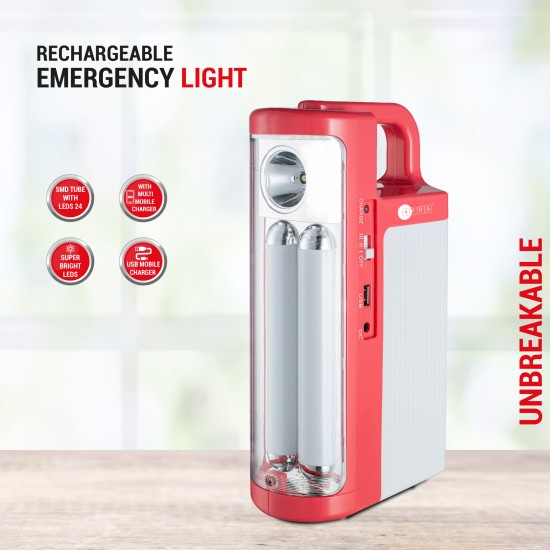 AFRA Emergency LED Light, Rechargeable, 220-240V, With Carrying Handle, Dual Lighting Operation, For Indoor & Outdoor Use, Overcharge Protection, G-MARK, ESMA, ROHS, and CB Certified, With 2 Year Warranty