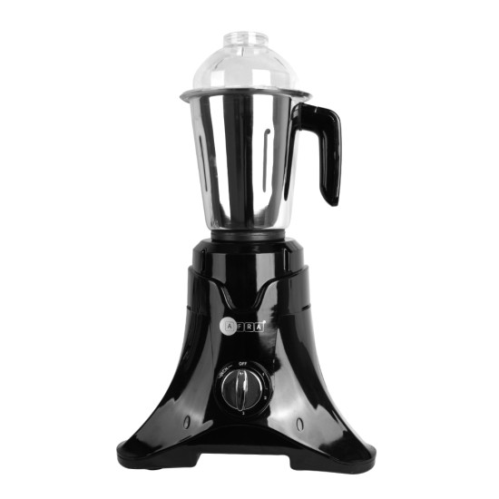AFRA Heavy-Duty Mixer Grinder, 3 in 1, Black Gloss Finish, Stainless Steel Jars & Blades, Total Jar Capacity 2900ml, 750W, 18000 RPM Motor, G-Mark, ESMA, RoHS, and CB Certified, 2 Years Warranty
