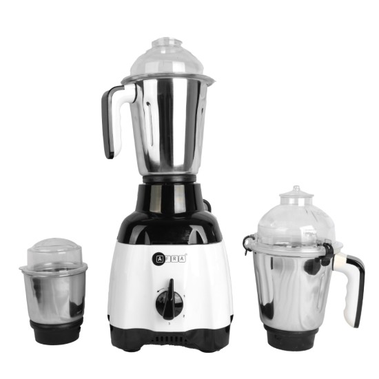 AFRA Heavy-Duty Mixer Grinder, 3 IN 1, White Gloss Finish, Stainless Steel Jars & Blades, Total Jar Capacity 2900ml, 750W, 18000 RPM Motor, G-Mark, ESMA, RoHS, and CB Certified, 2 Years Warranty