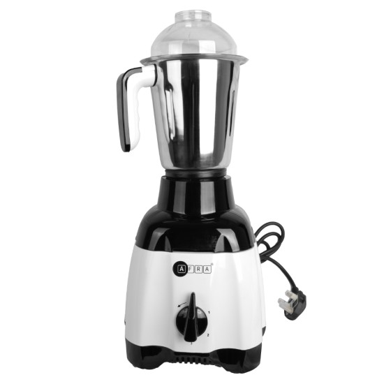 AFRA Heavy-Duty Mixer Grinder, 3 IN 1, White Gloss Finish, Stainless Steel Jars & Blades, Total Jar Capacity 2900ml, 750W, 18000 RPM Motor, G-Mark, ESMA, RoHS, and CB Certified, 2 Years Warranty