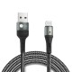 AFRA USB Charging Cable, 2.4A, Nylon-Braided Jacket, With Data Transmission, USB A to Lightning Connector, 1 meter length, Durable, Heat Resistant, Compatible with iPhone, iPad, iPod