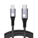 AFRA USB Charging Cable, 3A, 20W, Nylon-Braided Jacket, With Data Transmission, Type C to Lightning, 1 meter length, Durable, Tangle Free