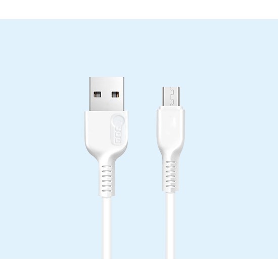 AFRA  USB Charging Cable, White, 2.4A, With Data Transmission, USB A to Micro USB, 1 meter length, Durable, Heat Resistant, PVC Serrated Cable Cord, Compatible with iPhone, iPad, iPod.