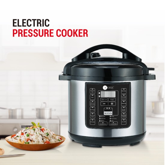 AFRA Electric Pressure Cooker, 12 in 1, Multifunction, 8L Capacity, 1300W, Silver, Stainless Steel, GMARK, ESMA, RoHS, And CB Certified With 2 Years Warranty