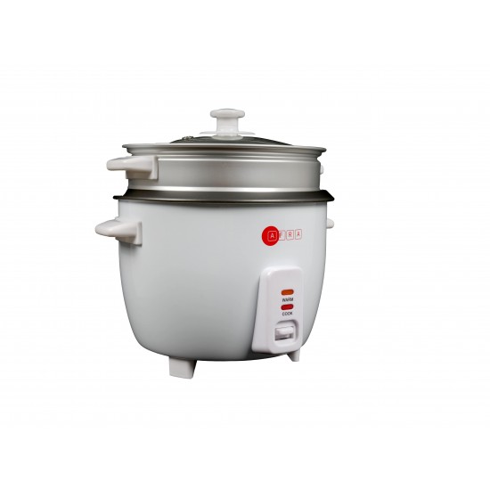 AFRA Rice Cooker, 1.5 Litre, Non-Stick Inner Pot, Glass Lid, Aluminium Heating Plate, Keep-Warm Function, With Measuring Cup & Spoon, G-MARK, ESMA, ROHS, and CB Certified, 2 Years Warranty.