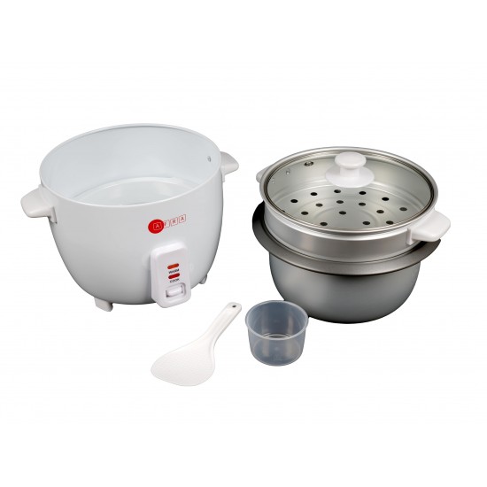 AFRA Japan Rice Cooker, 1.5 Litre, Non-Stick Inner Pot, Glass Lid, Aluminium Heating Plate, Keep-Warm Function, With Measuring Cup & Spoon, G-MARK, ESMA, ROHS, and CB Certified, 2 Years Warranty.