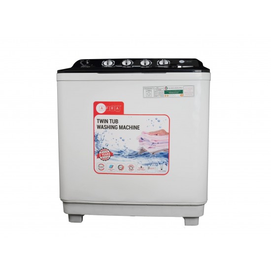 AFRA Washing Machine-Top Load, 450W, Twin Tub, Semi-Automatic, Freestanding, Durable Plastic Housing, G-MARK, ESMA, ROHS, and CB Certified, 2 Years Warranty.