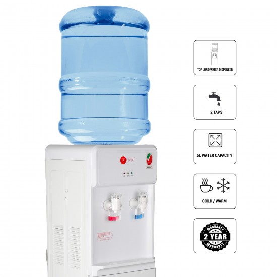 AFRA  Water Dispenser Cabinet, 5L, 600W, Floor Standing, Top Load, Compressor Cooling, 2 Tap, Stainless Steel Tanks, G-MARK, ESMA, ROHS, and CB Certified, 2 Years Warranty.