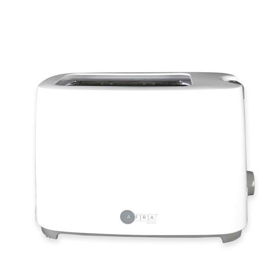 AFRA Electric Breakfast Toaster, 700W, 2 Slots, Removable Crumb Tray, Plastic Body, White Finish, G-Mark, ESMA, RoHS, CB, 2 years warranty