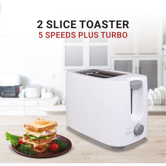 AFRA Japan Electric Breakfast Toaster, 700W, 2 Slots, Removable Crumb Tray, Plastic Body, White Finish, G-Mark, ESMA, RoHS, CB, 2 years warranty