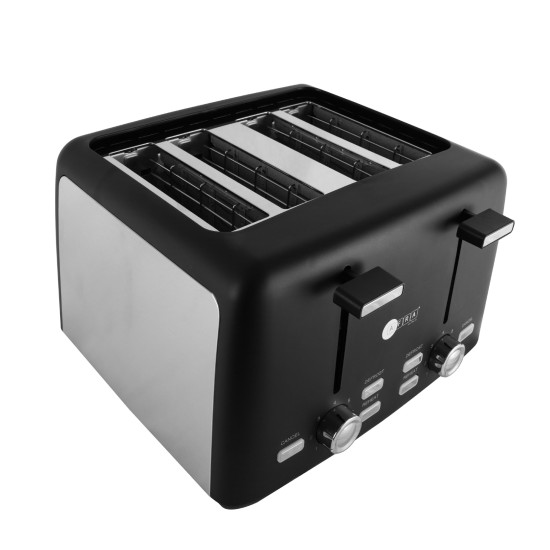 AFRA Electric Breakfast Toaster, 1600W, 4 Slots, Removable Crumb Tray, Matte Black Finish, Browning, Reheat, Defrost, G-Mark, ESMA, RoHS, CB, 2 years warranty