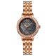 AFRA Ornate Lady’s Watch, Rose Gold Metal Alloy Case, Rose Gold Bracelet Strap, Black Dial, Water Resistant 30m