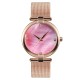 AFRA Pearlescent Lady’s Watch, Rose Gold Metal Case, Pink Dial and Mesh Bracelet Strap, Water Resistant 30m