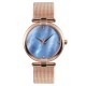 AFRA Pearlescent Lady’s Watch, Rose Gold Metal Case, Blue Dial and Mesh Bracelet Strap, Water Resistant 30m