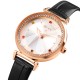 AFRA Gemma Lady’s Watch, Rose Gold Metal Case, White Dial, Black Leather Strap, Water Resistant 30m
