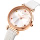 AFRA Gemma Lady’s Watch, Rose Gold Metal Case, White Dial, White Leather Strap, Water Resistant 30m