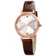 AFRA Gemma Lady’s Watch, Rose Gold Metal Case, White Dial, Brown Leather Strap, Water Resistant 30m