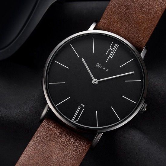 AFRA Urbanite Gentleman’s Watch, Leather Strap, Japanese Quartz, Water Resistant 30m.