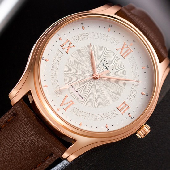 AFRA Maximus Gentleman’s Watch, Japanese Design, Rose Gold Case, Leather Strap, Water Resistant 30m