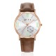 AFRA Triton Gentleman’s Watch, Japanese Design, Rose Gold Metal Alloy Case, Leather Strap, Water Resistant 30m