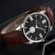AFRA Moment Gentleman’s Watch, Japanese Design, Silver Metal Case, Black Dial, Brown Leather Strap, Water Resistant 30m