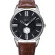 AFRA Moment Gentleman’s Watch, Japanese Design, Silver Metal Case, Black Dial, Brown Leather Strap, Water Resistant 30m