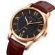 AFRA Oberon Gentleman’s Watch, Lightweight Rose Gold Metal Case, Brown Leather Strap, Black Dial, Water Resistant 30m