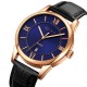 AFRA Oberon Gentleman’s Watch, Lightweight Rose Gold Metal Case, Brown Leather Strap, Blue Dial, Water Resistant 30m